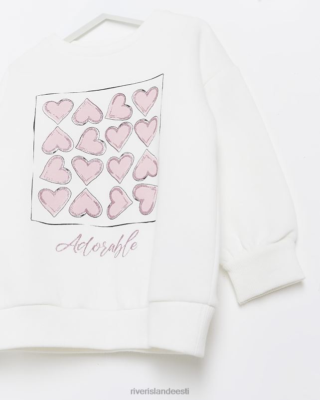 kehakate ekru tüdrukud River Island mg südametrükiga dressipluus 44TLL6542