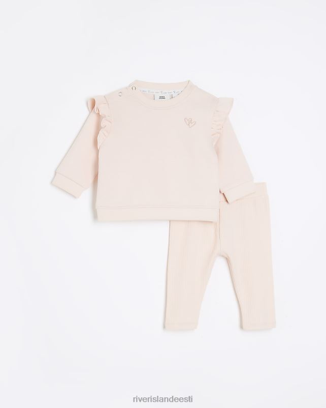 kehakate roosa tüdrukud River Island bg frill dressipluusi komplekt 44TLL3578