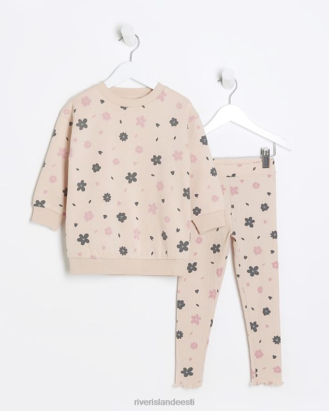 kehakate roosa tüdrukud River Island mg lilleline dressipluusi komplekt 44TLL6574