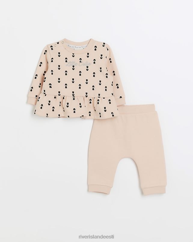 kehakate roosa tüdrukud River Island bg peplum top ja jooksujalu komplekt 44TLL3537