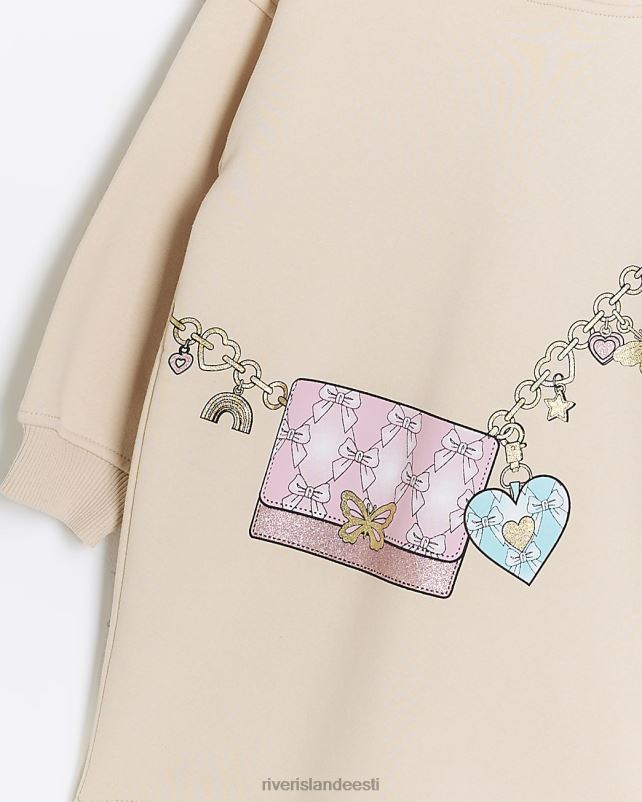 kehakate beež tüdrukud River Island mg graafiline kapuutsiga kleit 44TLL6591