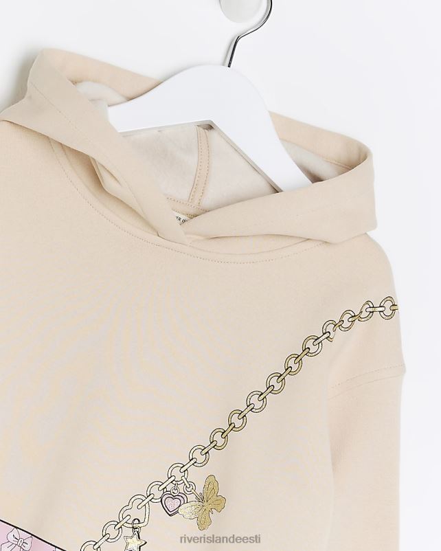 kehakate beež tüdrukud River Island mg graafiline kapuutsiga kleit 44TLL6591
