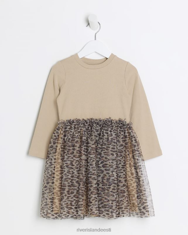 kehakate beež tüdrukud River Island mg loomamustriga uisutajakleit 44TLL3474