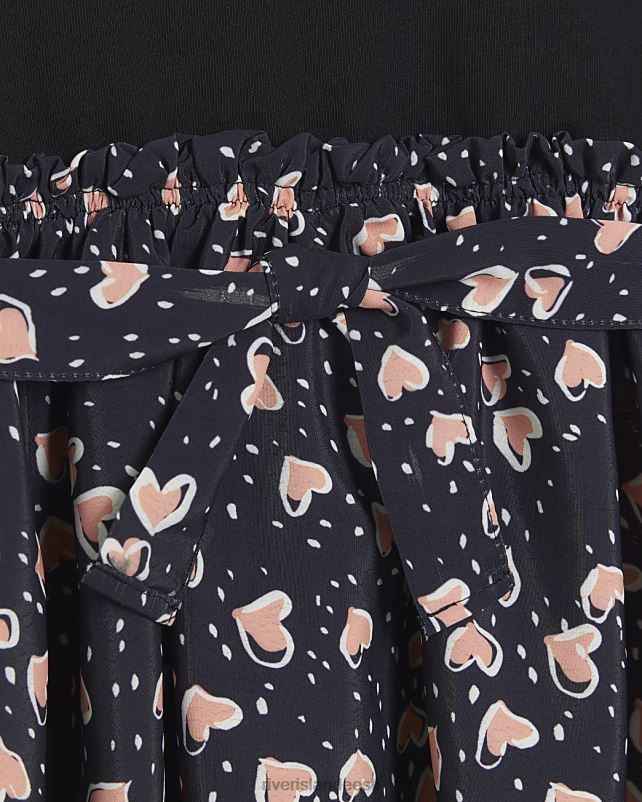 kehakate must tüdrukud River Island mg südametrükiga T-särgi kleit 44TLL3566