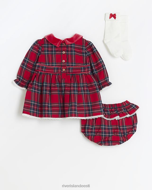 kehakate punane tüdrukud River Island bg velvet check-kleidi komplekt 44TLL6575