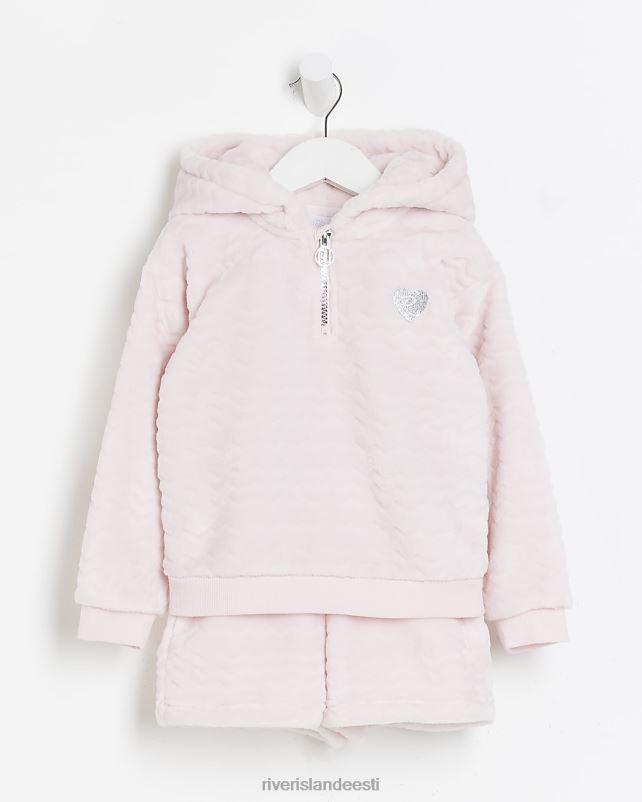kehakate roosa tüdrukud River Island mg hubane kapuutsi ja lühikeste pükste komplekt 44TLL6736