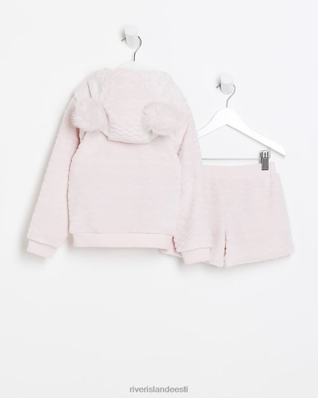 kehakate roosa tüdrukud River Island mg hubane kapuutsi ja lühikeste pükste komplekt 44TLL6736