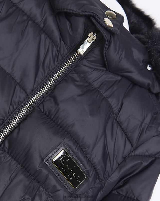 kehakate must tüdrukud River Island mg kunstkarusnahast trimmiga puhvmantel 44TLL3556