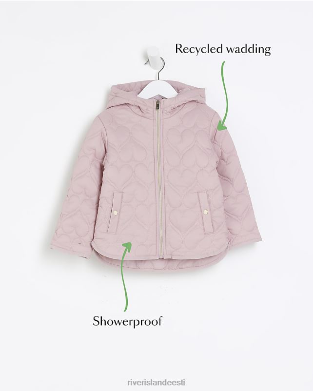 kehakate roosa tüdrukud River Island mg südamega polsterdatud jope 44TLL3593