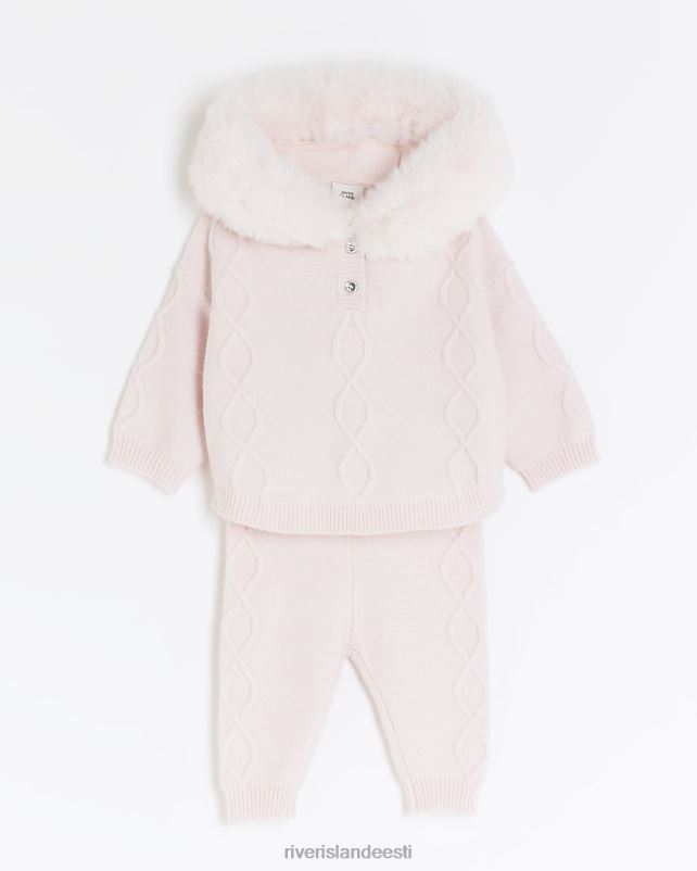 kehakate roosa tüdrukud River Island bg kapuutsiga kootud pontšo komplekt 44TLL6566