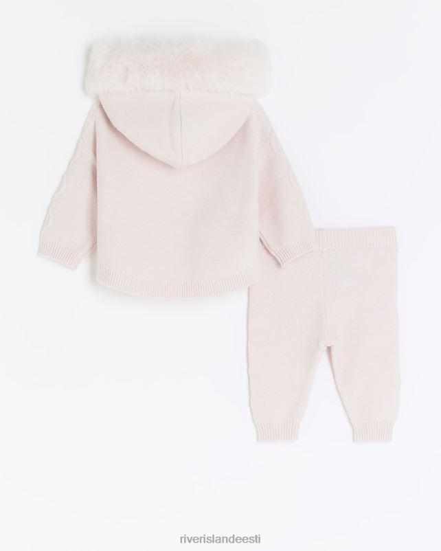 kehakate roosa tüdrukud River Island bg kapuutsiga kootud pontšo komplekt 44TLL6566