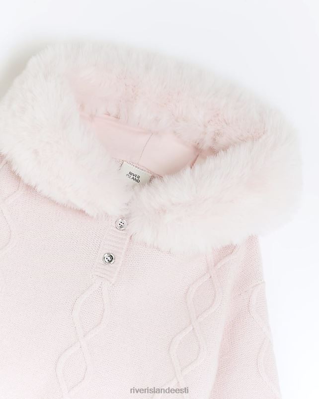 kehakate roosa tüdrukud River Island bg kapuutsiga kootud pontšo komplekt 44TLL6566