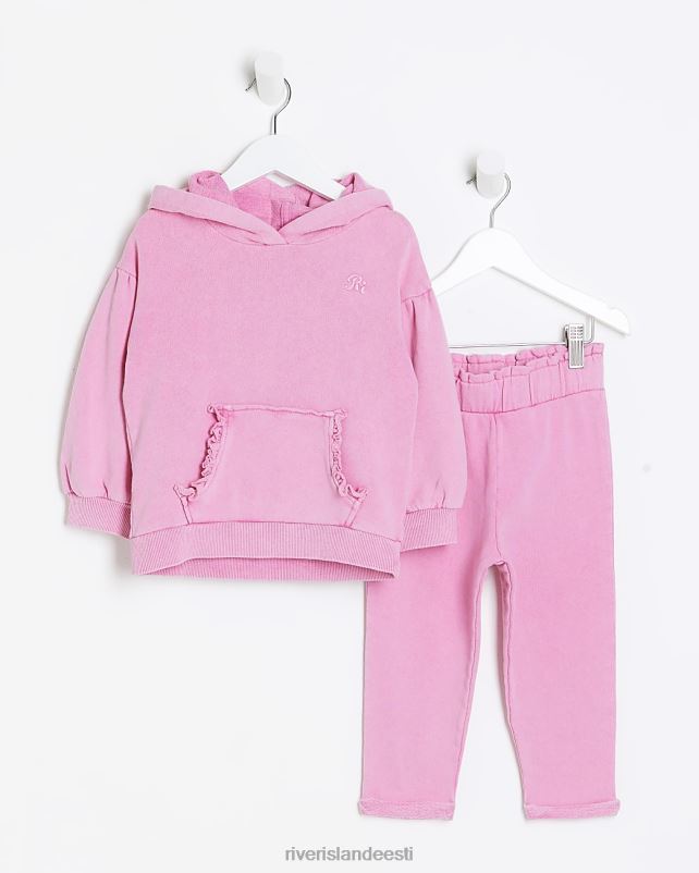 kehakate roosa tüdrukud River Island mg pestud kapuutsi komplekt 44TLL6551