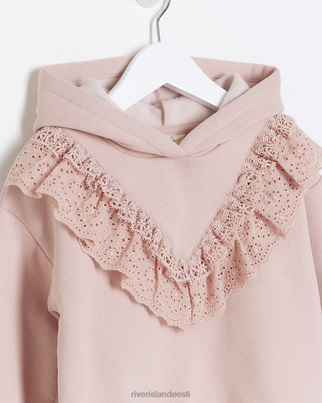 kehakate roosa tüdrukud River Island mg pitsdetailidega kapuuts 44TLL6636