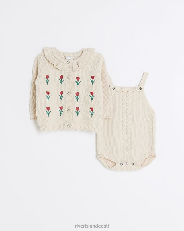 kehakate ekru tüdrukud River Island bg tulip cardi kootud komplekt 44TLL6667