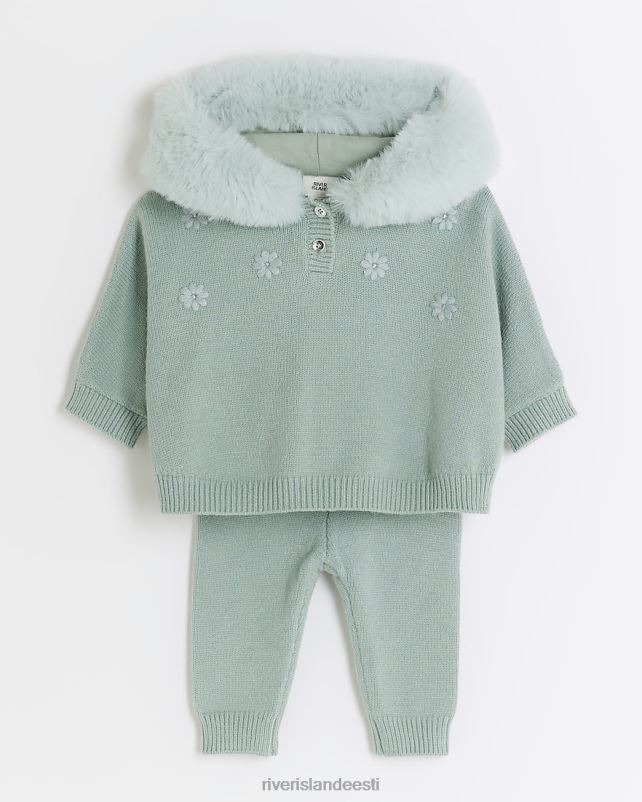 kehakate roheline tüdrukud River Island bg tikitud pontšo komplekt 44TLL6623