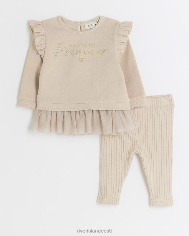 kehakate beež tüdrukud River Island bg peplum top ja retuusid komplekt 44TLL6624