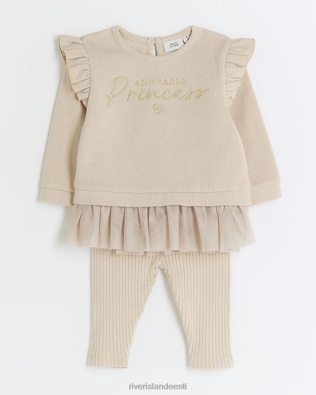 kehakate beež tüdrukud River Island bg peplum top ja retuusid komplekt 44TLL6624