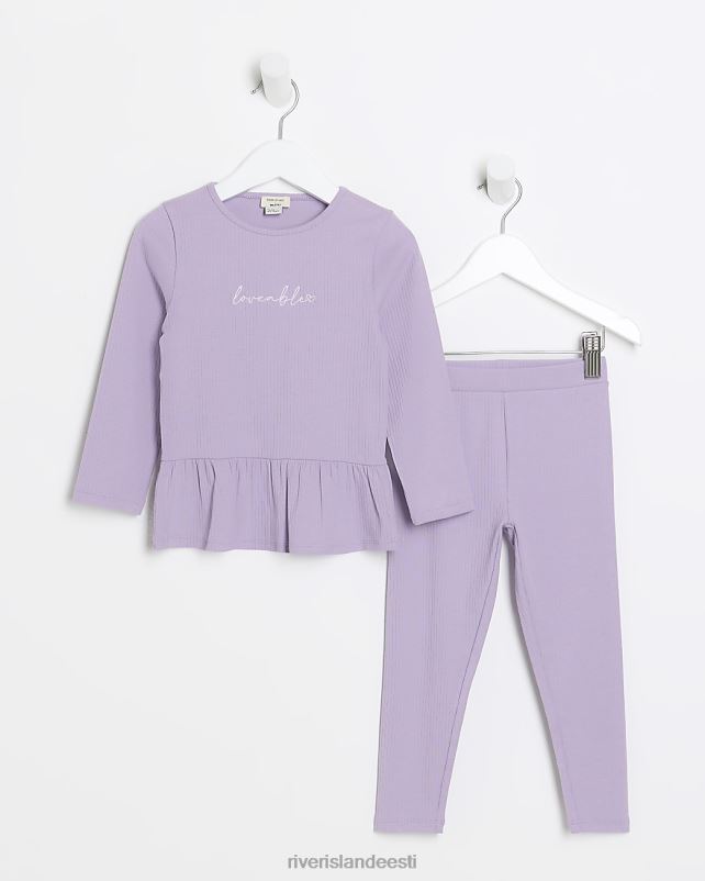 kehakate lilla tüdrukud River Island mg peplum top ja retuusid komplekt 44TLL3545