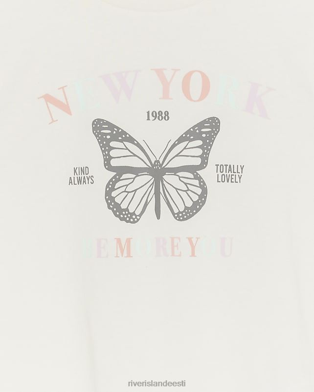 kehakate ekru tüdrukud River Island mg liblika t-särk 44TLL6637