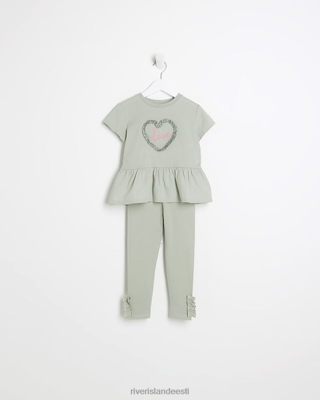 kehakate khaki tüdrukud River Island mg t-särgi ja retuuside komplekt 44TLL6673