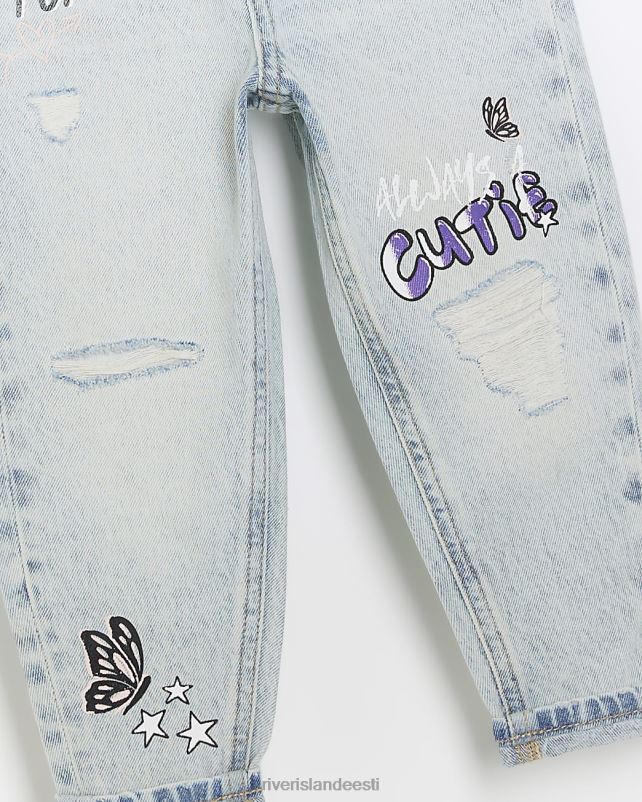 kehakate sinine tüdrukud River Island mg graffiti mom teksad 44TLL6616