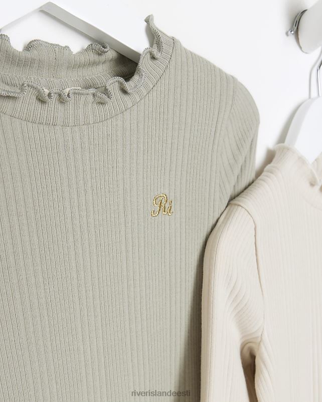 kehakate khaki tüdrukud River Island mg pikkade varrukatega top 2 pakk 44TLL6617