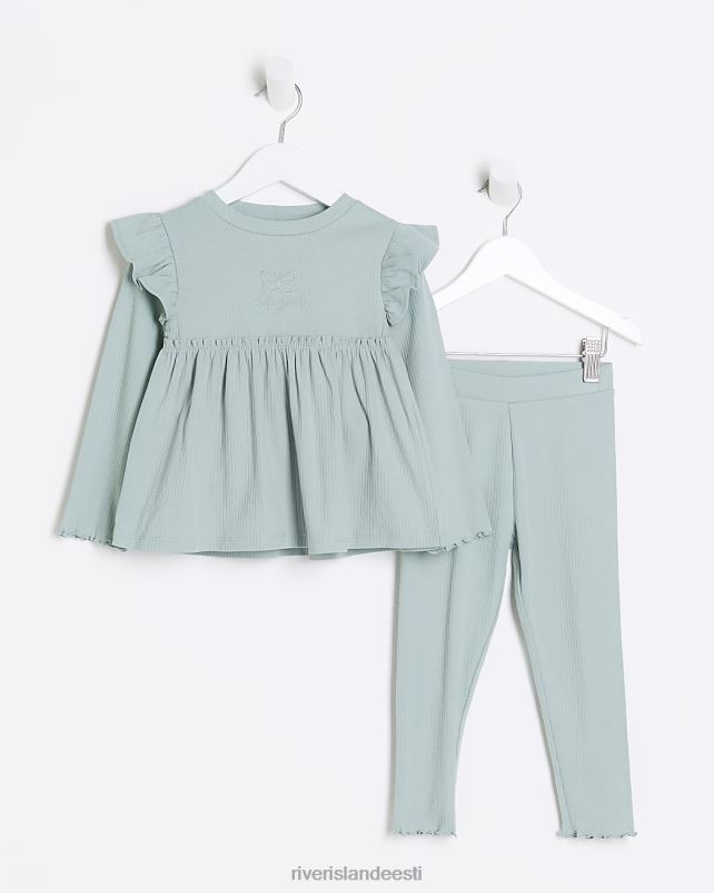 kehakate roheline tüdrukud River Island mg rib peplum top komplekt 44TLL3479