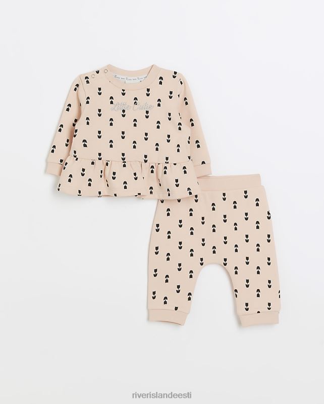 kehakate roosa tüdrukud River Island bg tulip peplum top komplekt 44TLL3536