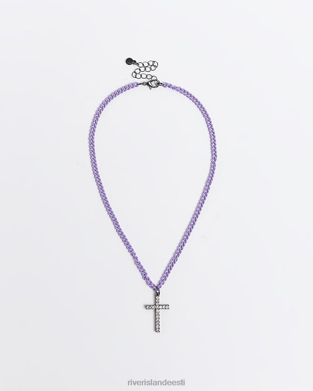 tarvikud lilla tüdrukud River Island g diamante ristiga ripats kaelakee 44TLL6411