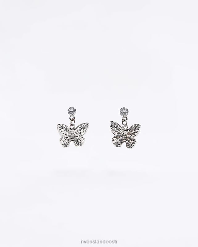 tarvikud hõbedane tüdrukud River Island värvilised liblikaga kõrvarõngad 44TLL6419