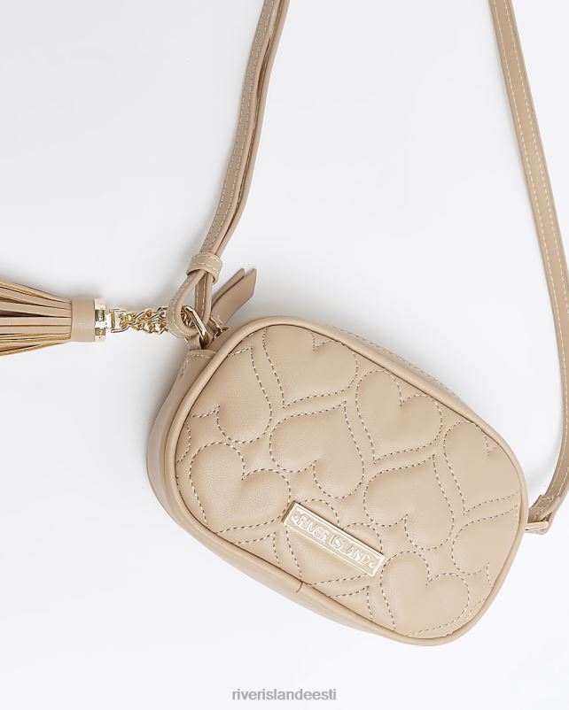 tarvikud beež tüdrukud River Island g südamega tepitud risti kehakott 44TLL6249
