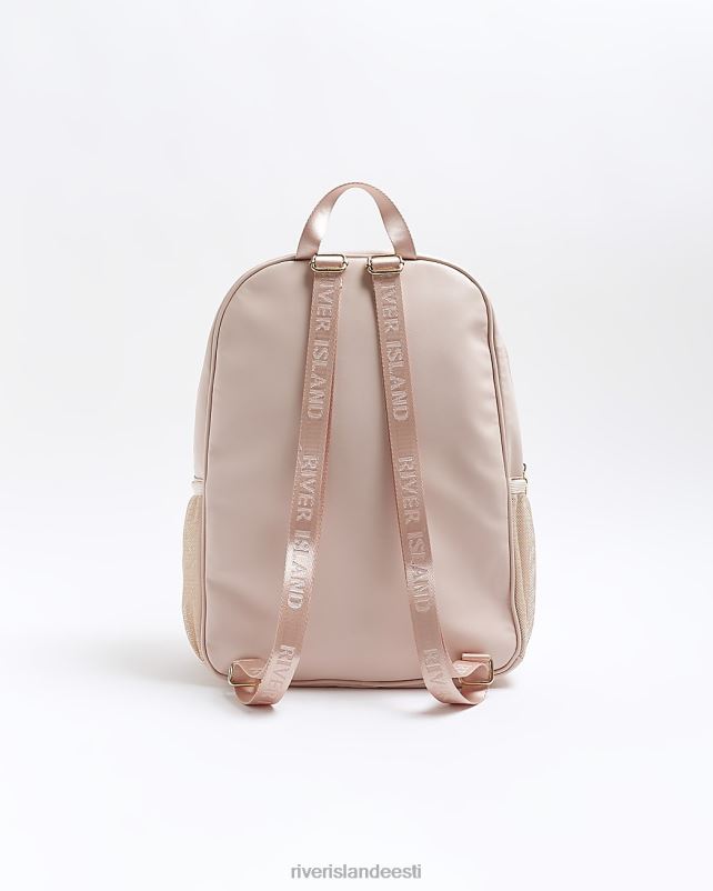tarvikud roosa tüdrukud River Island g südamega tepitud eriti suur seljakott 44TLL6171