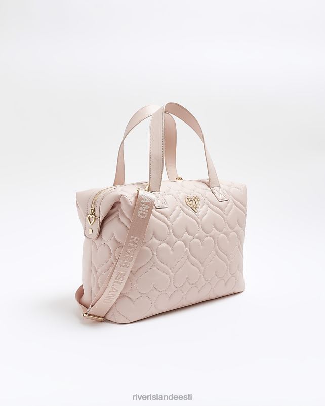 tarvikud roosa tüdrukud River Island g südamega tepitud holdall kott 44TLL6179