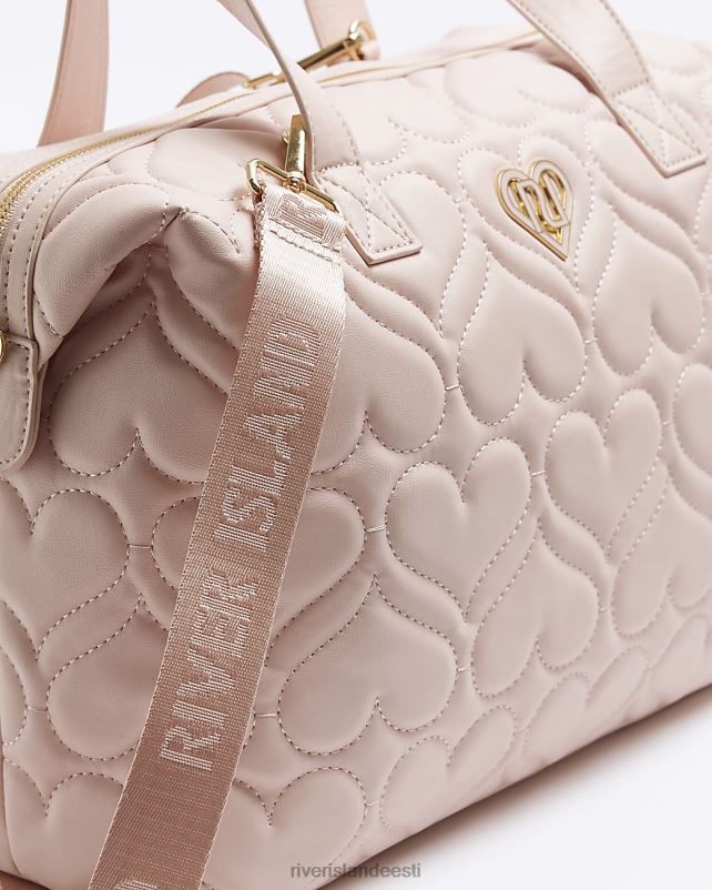 tarvikud roosa tüdrukud River Island g südamega tepitud holdall kott 44TLL6179