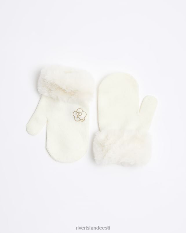 tarvikud kreem tüdrukud River Island mg kunstkarusnahast trimmiga kindad 44TLL6756