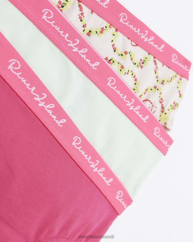 tarvikud roosa tüdrukud River Island mg lillelised monogrammpüksid 6 pakk 44TLL6740