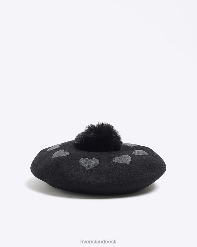 tarvikud must tüdrukud River Island mg südamebarett 44TLL3584