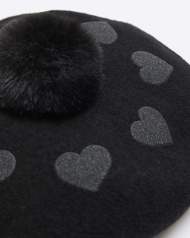 tarvikud must tüdrukud River Island mg südamebarett 44TLL3584