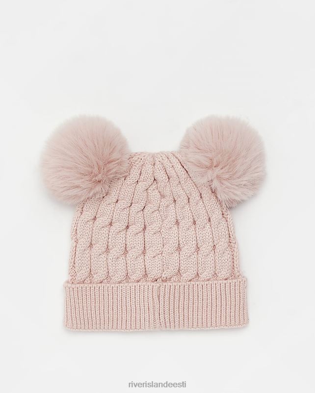 tarvikud roosa tüdrukud River Island mg topelt pom pom nokamüts 44TLL3602