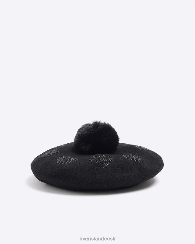 tarvikud must tüdrukud River Island g südame barett 44TLL3419