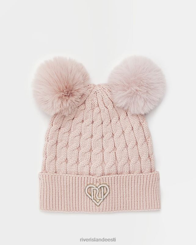 tarvikud roosa tüdrukud River Island g topelt pom pom nokamüts 44TLL3430