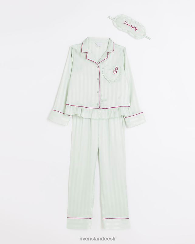 tarvikud roheline tüdrukud River Island g triibuline peplum satiin pidžaama 44TLL3190