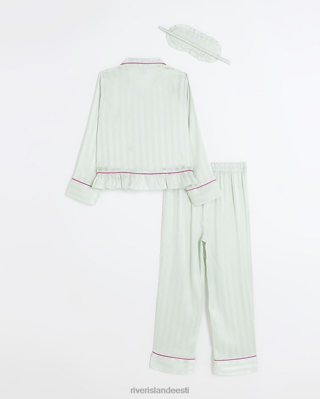 tarvikud roheline tüdrukud River Island g triibuline peplum satiin pidžaama 44TLL3190