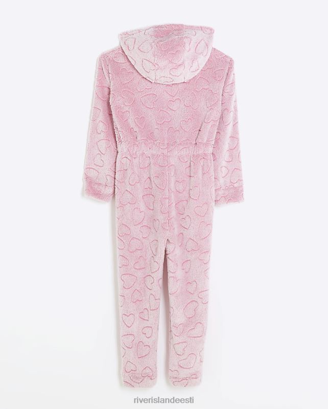 tarvikud roosa tüdrukud River Island g südamega kapuutsiga hubane onesie 44TLL6039