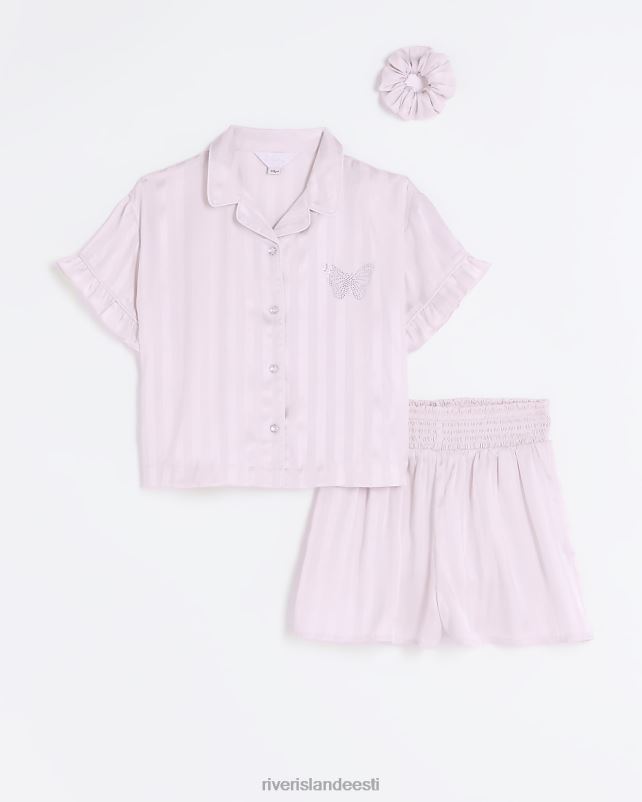 tarvikud roosa tüdrukud River Island g satiintriibuline pidžaamakomplekt 44TLL6022