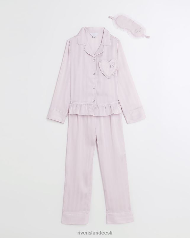 tarvikud roosa tüdrukud River Island g triibuline peplum satiin pidžaama komplekt 44TLL3189