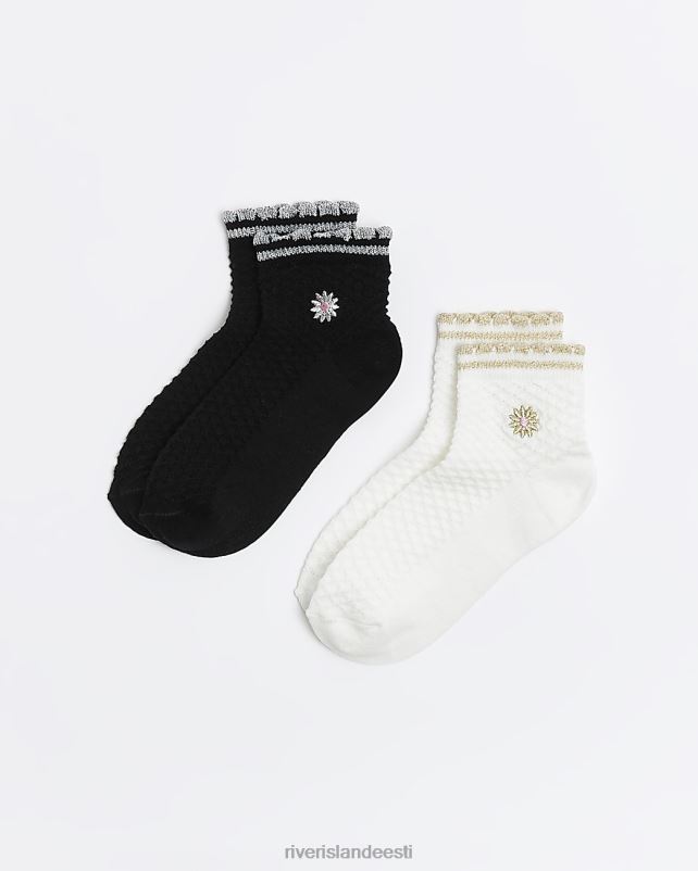 tarvikud kreem tüdrukud River Island g tikitud sokid 2 pakk 44TLL6432