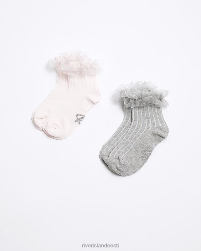 tarvikud roosa tüdrukud River Island g organza volangsokid 2 pakk 44TLL6425