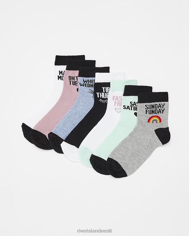 tarvikud valge tüdrukud River Island g nädalapäevad sokid 7 pakk 44TLL6436